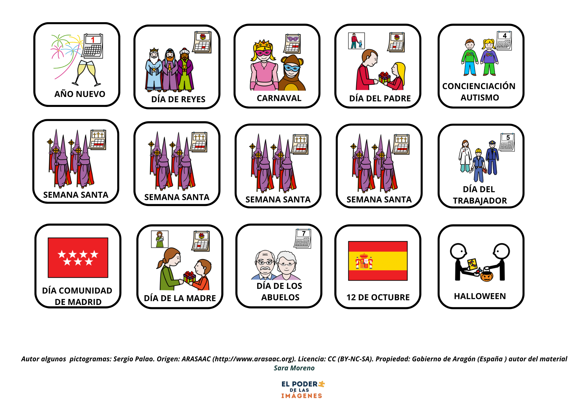 Pictogramas para calendario 